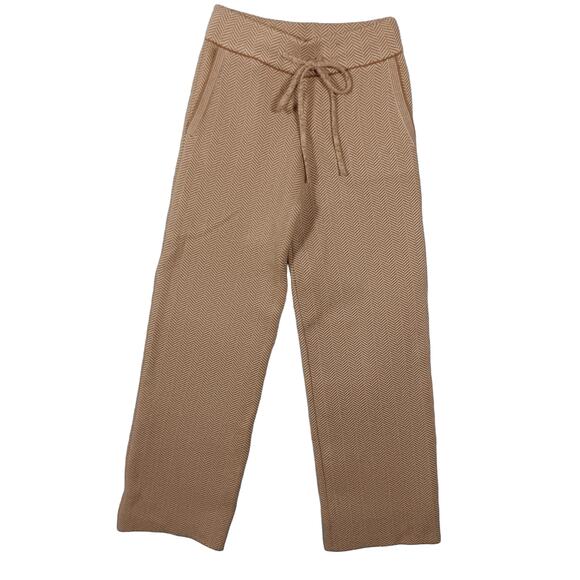 Knitted Wide Leg Textured Tan Pants Size Small Drawstring and Pockets NWOT - Picture 1 of 8